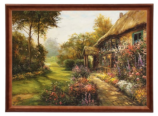 Reprodukcja obrazu w drewnianej ramie o wymiarach 50x70 cm - Dom w ogrodzie, Zygmunt Konarski POSTERGALERIA
