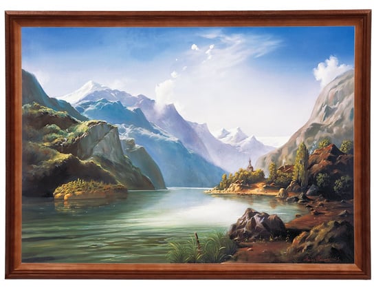 Reprodukcja obrazu w drewnianej ramie o wymiarach 50x70 cm - Górska Zatoka, Marian Kaszuba POSTERGALERIA