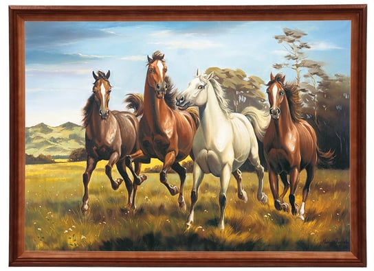 Reprodukcja obrazu w drewnianej ramie o wymiarach 50x70 cm - Konie 2, Marian Kaszuba POSTERGALERIA