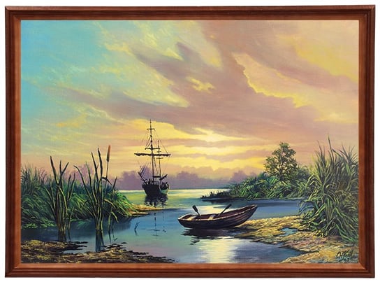 Reprodukcja obrazu w drewnianej ramie o wymiarach 50x70 cm -  Na jeziora, Wojciech Król POSTERGALERIA