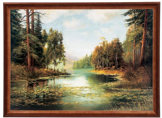 Reprodukcja obrazu w drewnianej ramie o wymiarach 50x70 cm -  Pejzaż z Roztocza, Krzysztof Brocki POSTERGALERIA