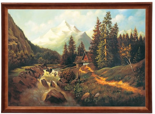 Reprodukcja obrazu w drewnianej ramie o wymiarach 50x70 cm - Potok w dolinie, Marian Kaszuba POSTERGALERIA