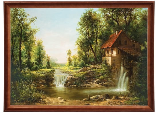 Reprodukcja obrazu w drewnianej ramie o wymiarach 50x70 cm - Stary młyn lato, Zygmunt Konarki POSTERGALERIA