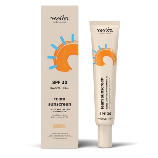 Resibo, Team Sunscreen, nawilżający krem koloryzujący do twarzy SPF 30, 40ml Resibo