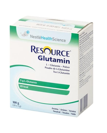 Resource Glutamin, preparat aminokwasowy L-glutaminy w proszku, smak neutralny, 20 x 5 g Nestle