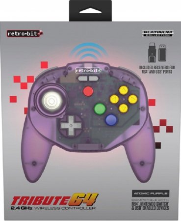 Retro-Bit Tribute64 2.4G Pad PC Switch N64 Purple Inny producent
