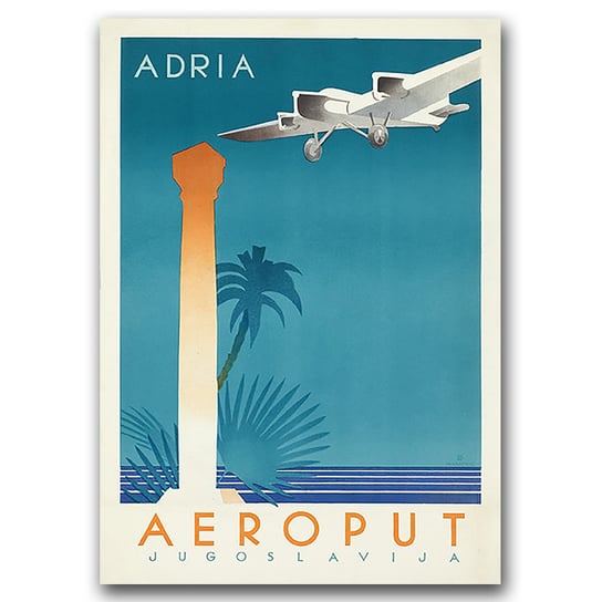 Retro plakat do salonu Aeroput Jugosławia A2 Vintageposteria