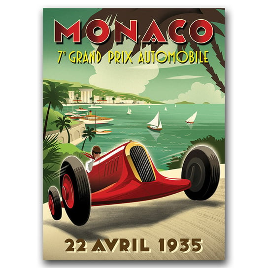 Retro plakat Grand Prix Autmobile Monaco A2 Vintageposteria