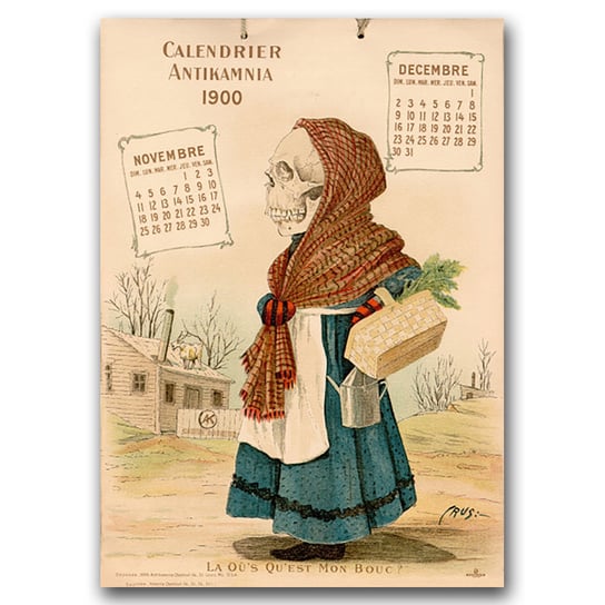 Retro plakat Kalendarz medyczny Antikamnia A2 Vintageposteria