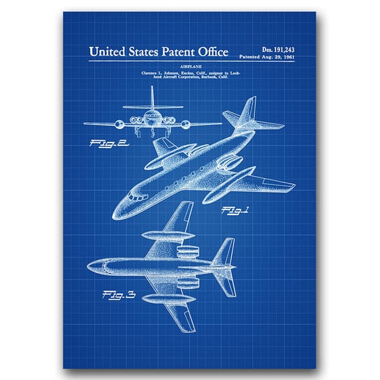 Retro plakat Lockheed Airplane Patent A2 40x60cm Vintageposteria