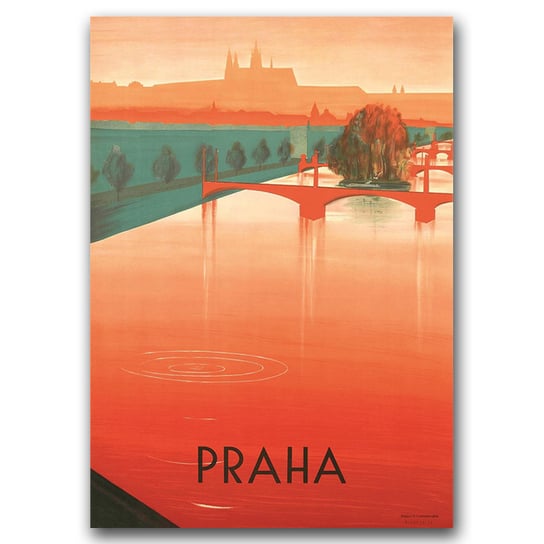 Retro plakat na płótnie Praga czeski A1 60x85 cm Vintageposteria