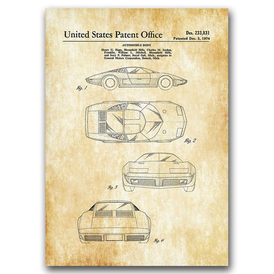 Retro plakat na płótnie Samochód Patent A1 Vintageposteria