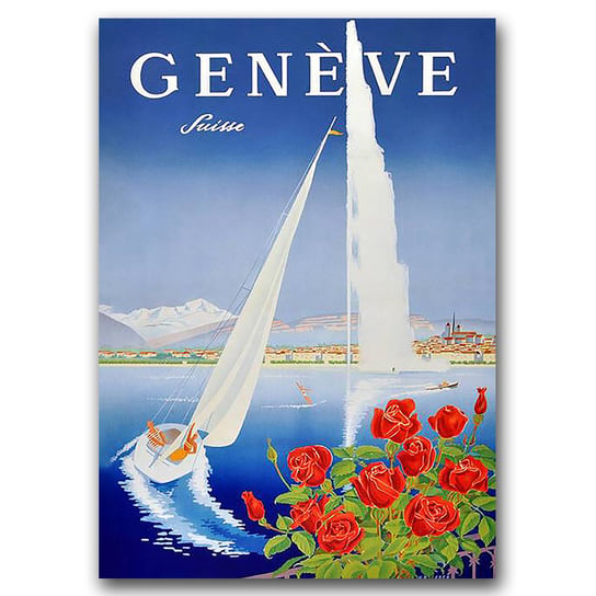 Retro plakat na ścianę Szwajcaria Genewa A1 Vintageposteria