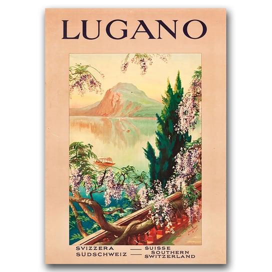 Retro plakat na ścianę Szwajcaria Lugano A3 Vintageposteria
