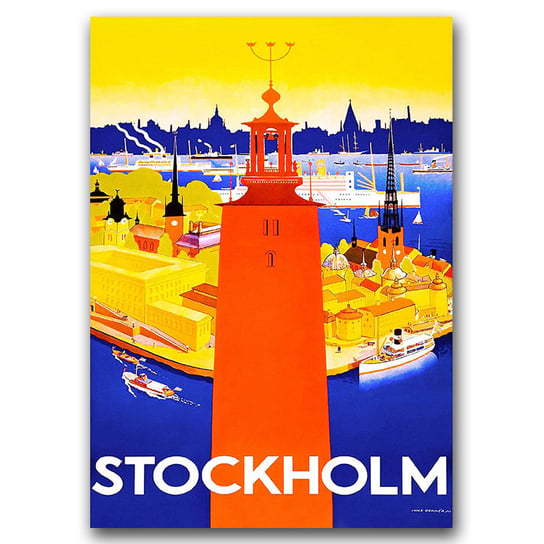 Retro plakat na ścianę Szwecja Sztokholm A2 Vintageposteria