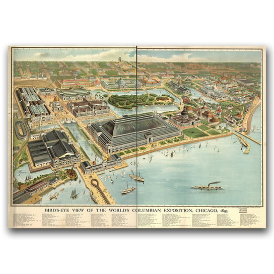 Retro plakat Widok z lotu ptaka Chicago 1893 A1 Vintageposteria