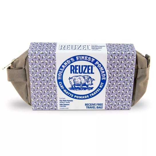 Reuzel Travel Clay, Zestaw kosmetyków, 3 szt. + Kosmetyczka Reuzel