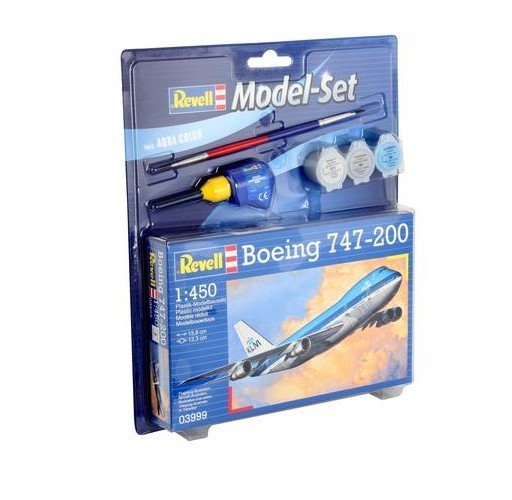 Revell, Boeing 747-200, zestaw z farbami, 8+ Revell