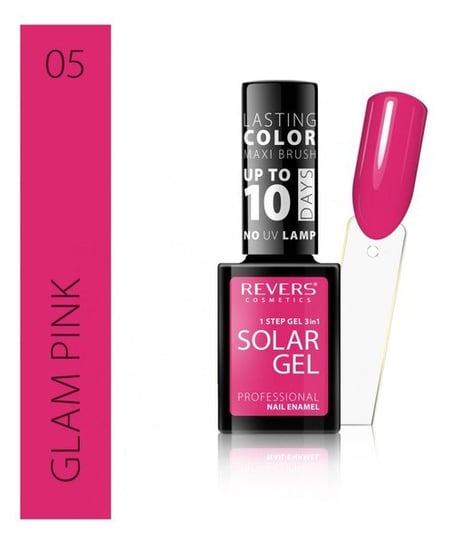 Revers, Solar Gel, Lakier Do Paznokci, 05 Glam Pink, 1 Szt. Revers