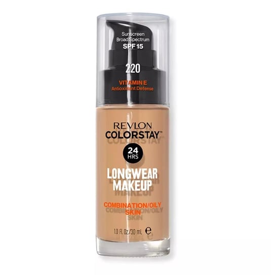 Revlon, ColorStay, podkład z pompką do cery mieszanej i tłustej z kompleksem SoftFlex, 220 Natural Beige, 30 ml Revlon