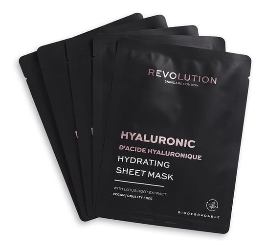 Revolution, Skincare hyaluronic acid hydrating sheet mask, Nawilżająca maseczka w płachcie z kwasem hialuronowym, 5szt. Revolution