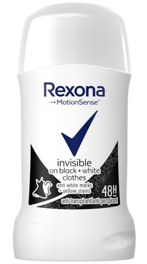 Rexona, Invisible Black + White, dezodorant w sztyfcie, 40 ml Rexona