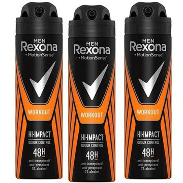 Rexona Men,Antyperspirant spray Workout, 3x150ml Rexona