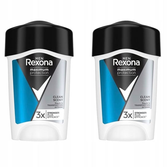 Rexona, Men Maximum Protection Clean Scent Bloker potu w kremowym sztyfcie, 2x45 ml Rexona