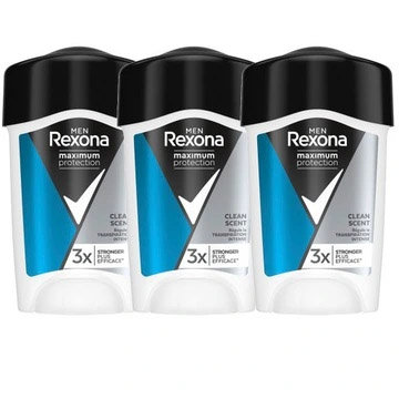 Rexona Men, Maximum Protection Clean Scent Bloker potu w kremowym sztyfcie, 3x45 ml Rexona