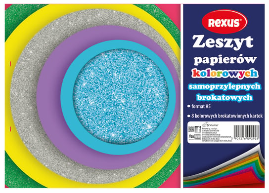Rezxus, Zeszyt papierów kolorowych samoprzylepnych brokatowych A5 REXUS