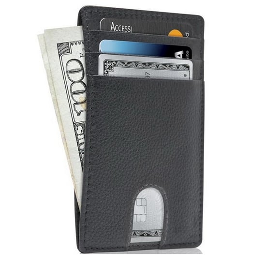 RFID Slim Portfel płaski cienki etui na karty dokumenty (Black Lychee) Inna marka
