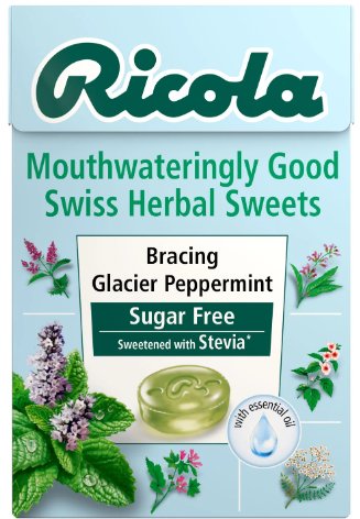 Ricola- Bracing Blacier Peppermint Sugar Free Sweetened with Stevia-cukierki 45g Inna marka