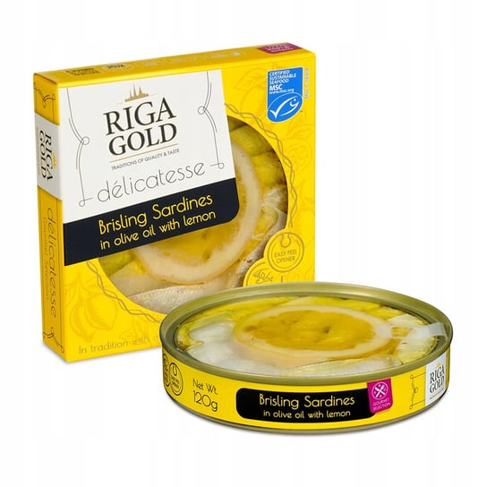 Riga Gold Sardynki w oliwie z oliwek z cytryną 120 RĪGAS ZELTS