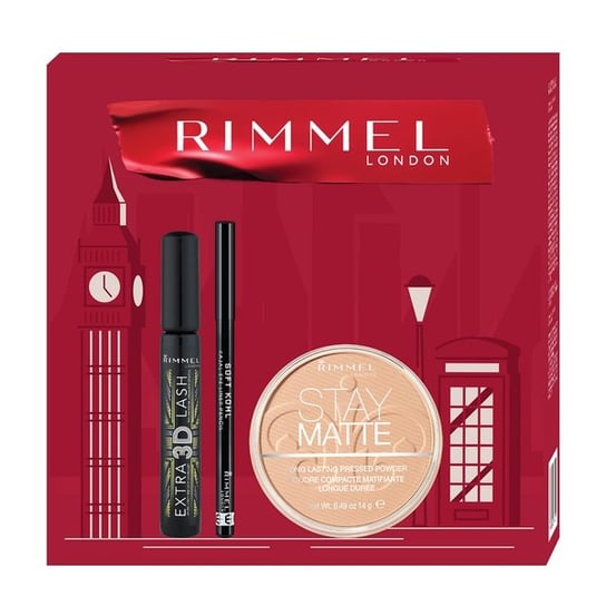 Rimmel Zestaw wydłużający tusz do rzęs 8ml + matujący puder do twarzy 14g + kredka do oczu 1.2g Rimmel