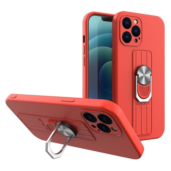 Ring Case silikonowe etui z uchwytem na palec i podstawką do Xiaomi Redmi 9C czerwony Hurtel