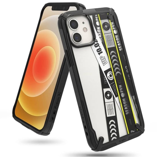 Ringke Fusion X Design etui pancerny pokrowiec z ramką iPhone 12 mini czarny (Ticket band) (XDAP0018) Ringke