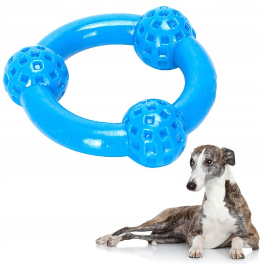 RINGO dla psa zabawka gumowa ring dla szczeniaka lana guma z piłkami WesołyPupil