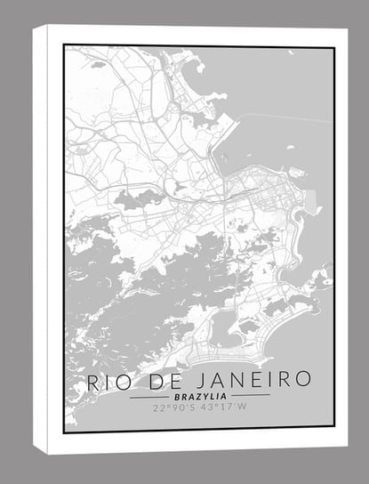 Rio de Janeiro mapa czarno biała - obraz na płótnie 40x60 cm Inna marka