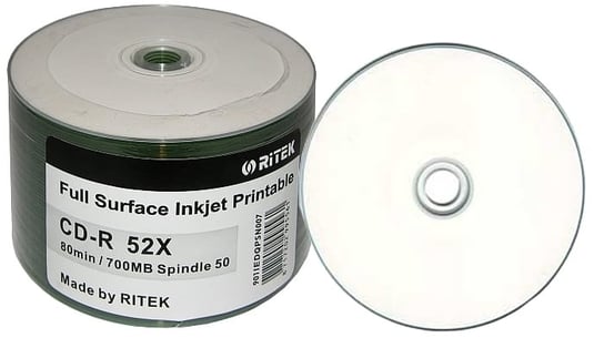 RITEK CD-R PRINTABLE biały FF s-50 (traxdata) 901SP50NOPCPL TRCPW50 Inna marka