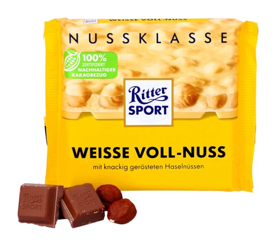 Ritter Sport, czekolada biała, całe orzechy, 100g Ritter Sport