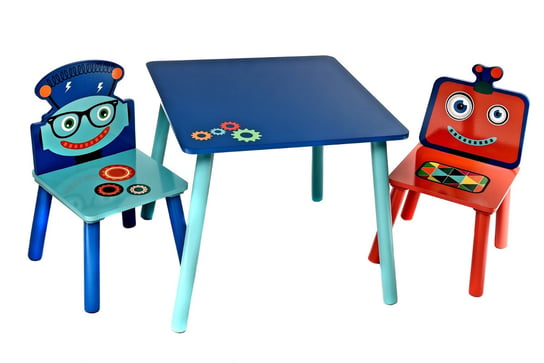 Robot Stół Stolik Drewniany Dziecięcy 2 Krzesła MPMAX