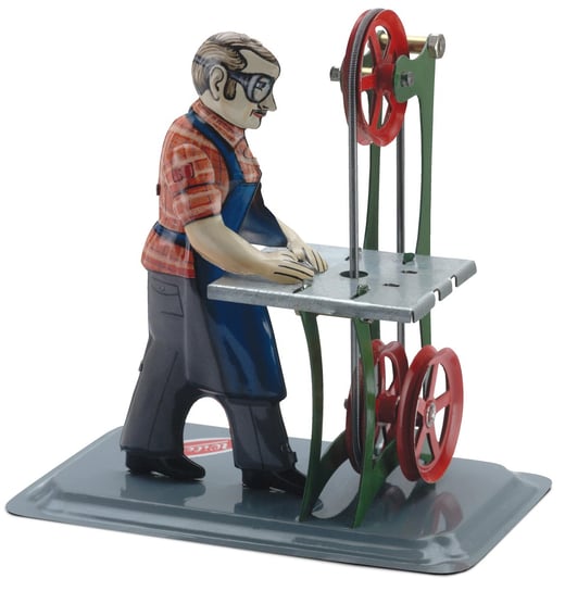 Robotnik z piłą taśmową - model napędzany maszyną parową Wilesco Wilesco