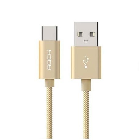Rock Metalic aluminiowy kabel USB - C, Typ-C - 1m - Złoty. EtuiStudio