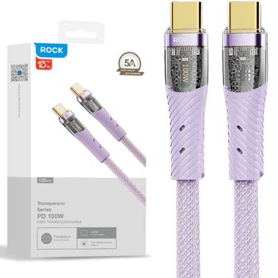 ROCK Z21 Kabel USB-C do USB-C QC VOOC 100W 1,2m : Kolor - fioletowy Rock