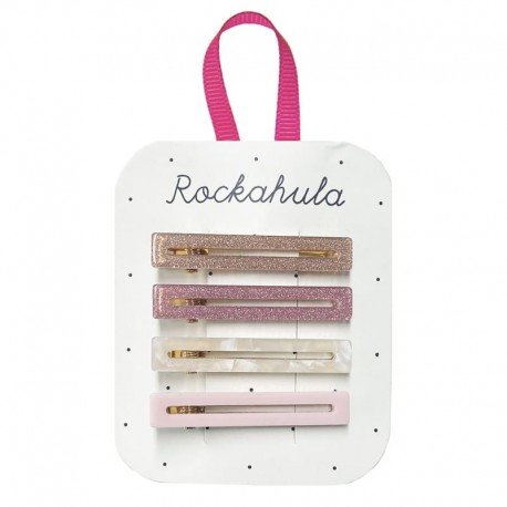 Rockahula Kids : 4 Spinki Do Włosów Retro Acrylic Bar Pink Rockahula Kids