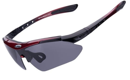 RockBros 10002 okulary rowerowe / sportowe z polaryzacją 5 soczewek wymiennych czerwone Rockbros
