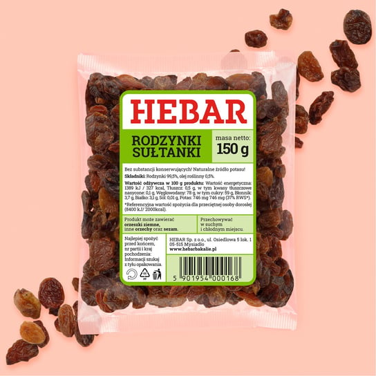 Rodzynki sułtanki 150 g Hebar