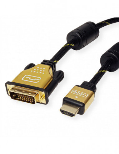 ROLINE GOLD Kabel do monitora, DVI (24+1) - HDMI, Dual Link, M/M, 10 m Roline