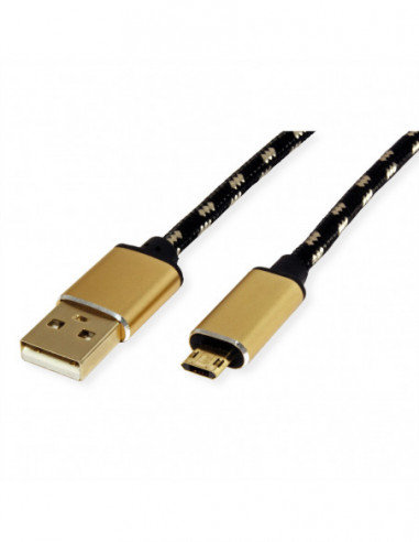 ROLINE GOLD Kabel USB 2.0, A - Micro B (odwracalny), M/M, 0,8 m Roline