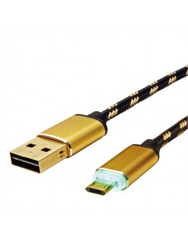 ROLINE GOLD LED kabel USB 2.0, USB A ST - Micro USB B ST, odwracalny, QC2.0, 1,0 m Roline